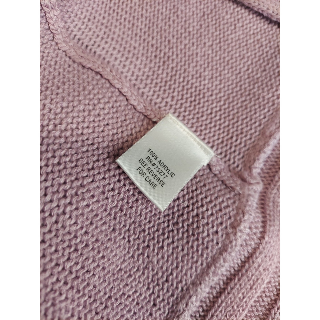Croft & Barrow Womens Cardigan L Lavender Short Sleeve Open Front Knit Sweater