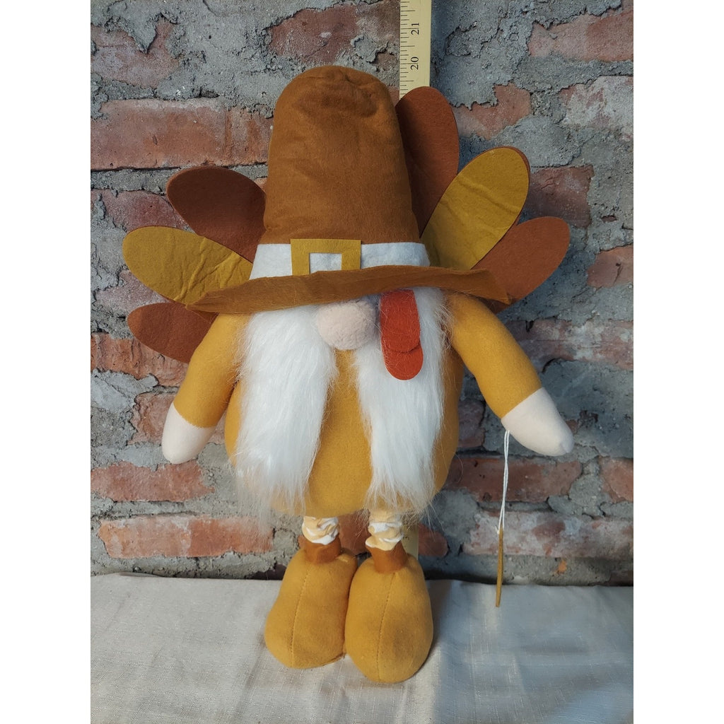 Thanksgiving Gnome Pilgrim Hat Turkey Feathers Fall Decor Plush Stuffed 20 Inch