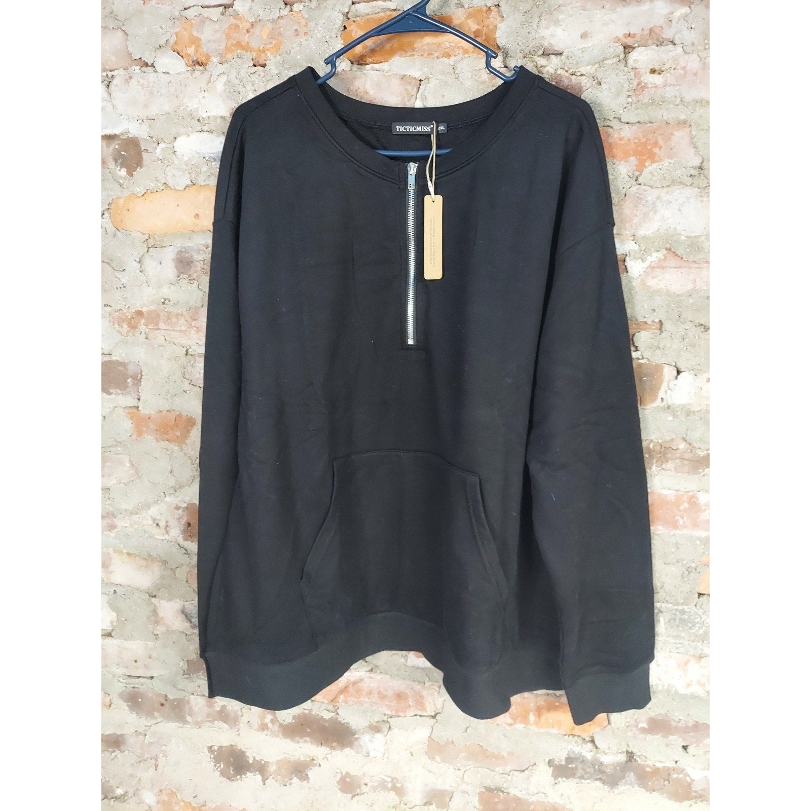 Womens Plus Size 2x Sweatshirt Pullover Medium Black Quarter Zip Pocket