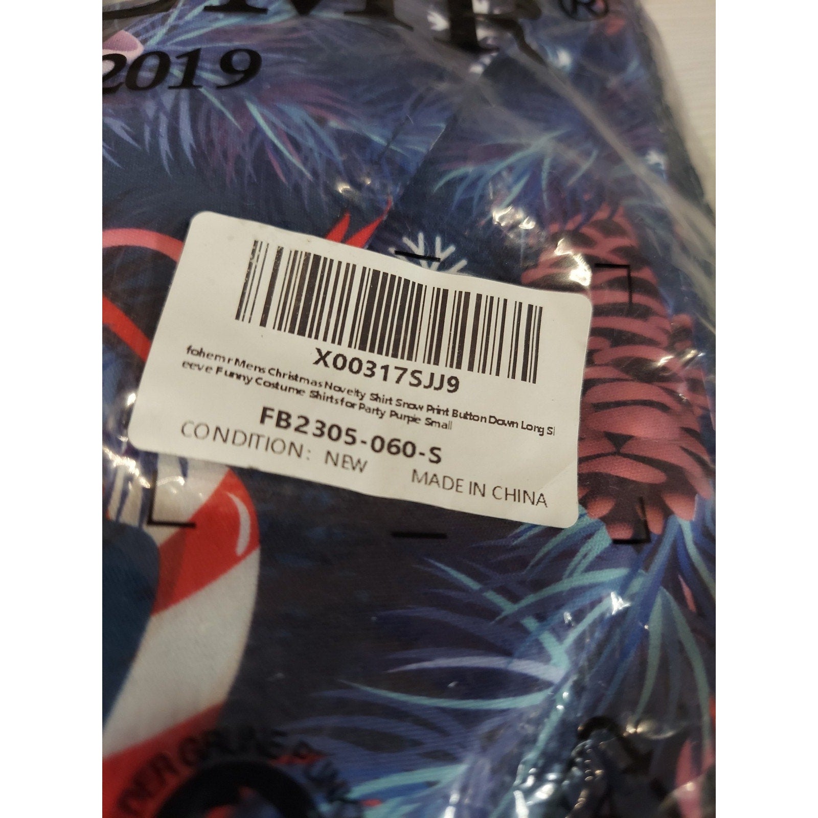 FOHMR Mens Christmas Snow Print Novelty Button Down Long Sleeve Shirt S Small