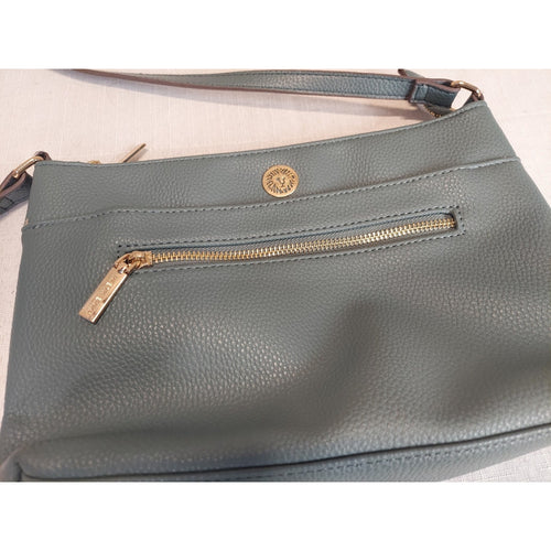 Anne Klein Teal Faux Leather Crossbody Bag Adjustable Strap Womens Handbag Purse