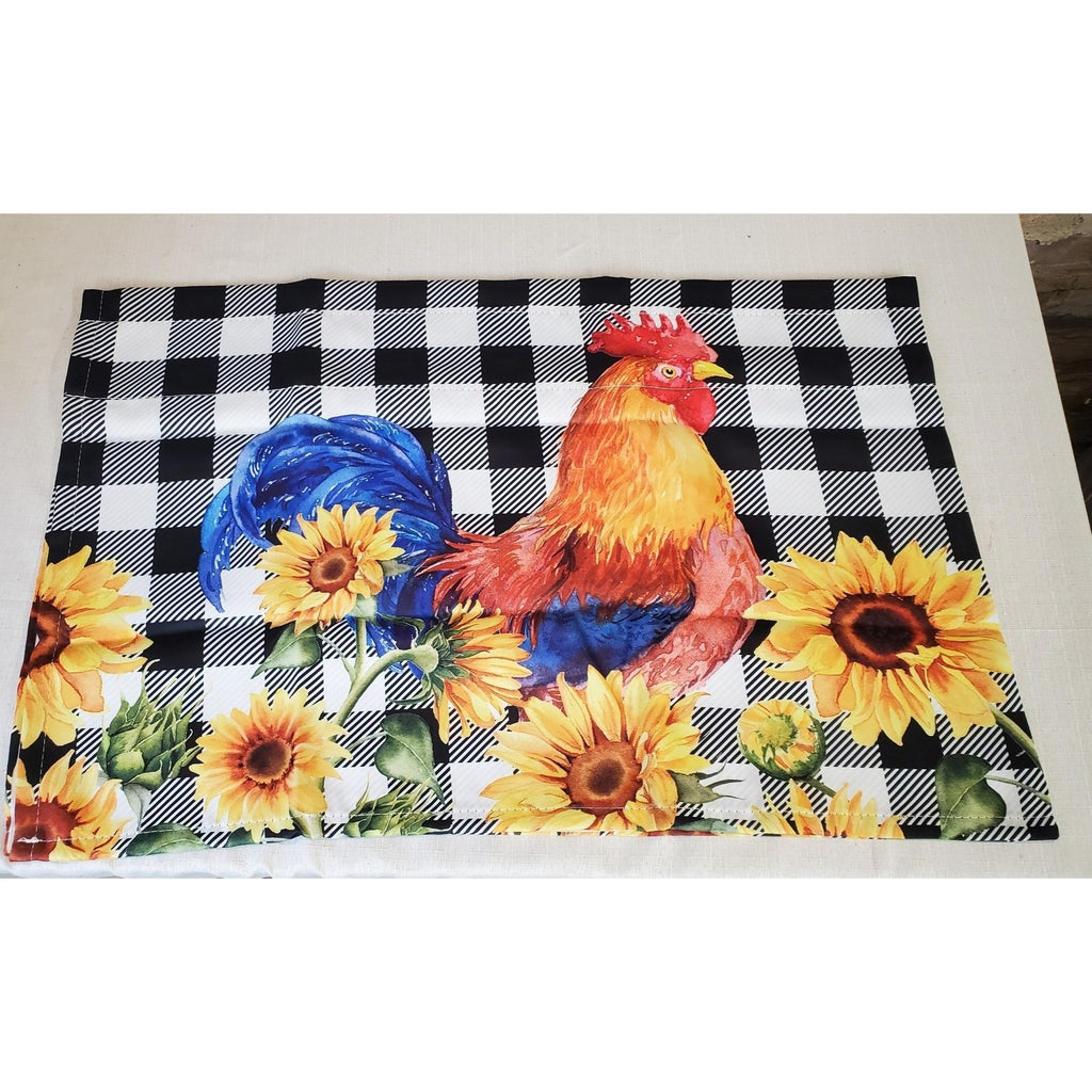 Rooster Sunflower Buffalo Plaid Valance Farmhouse Kitchen 1 Panel 54" x 18"
