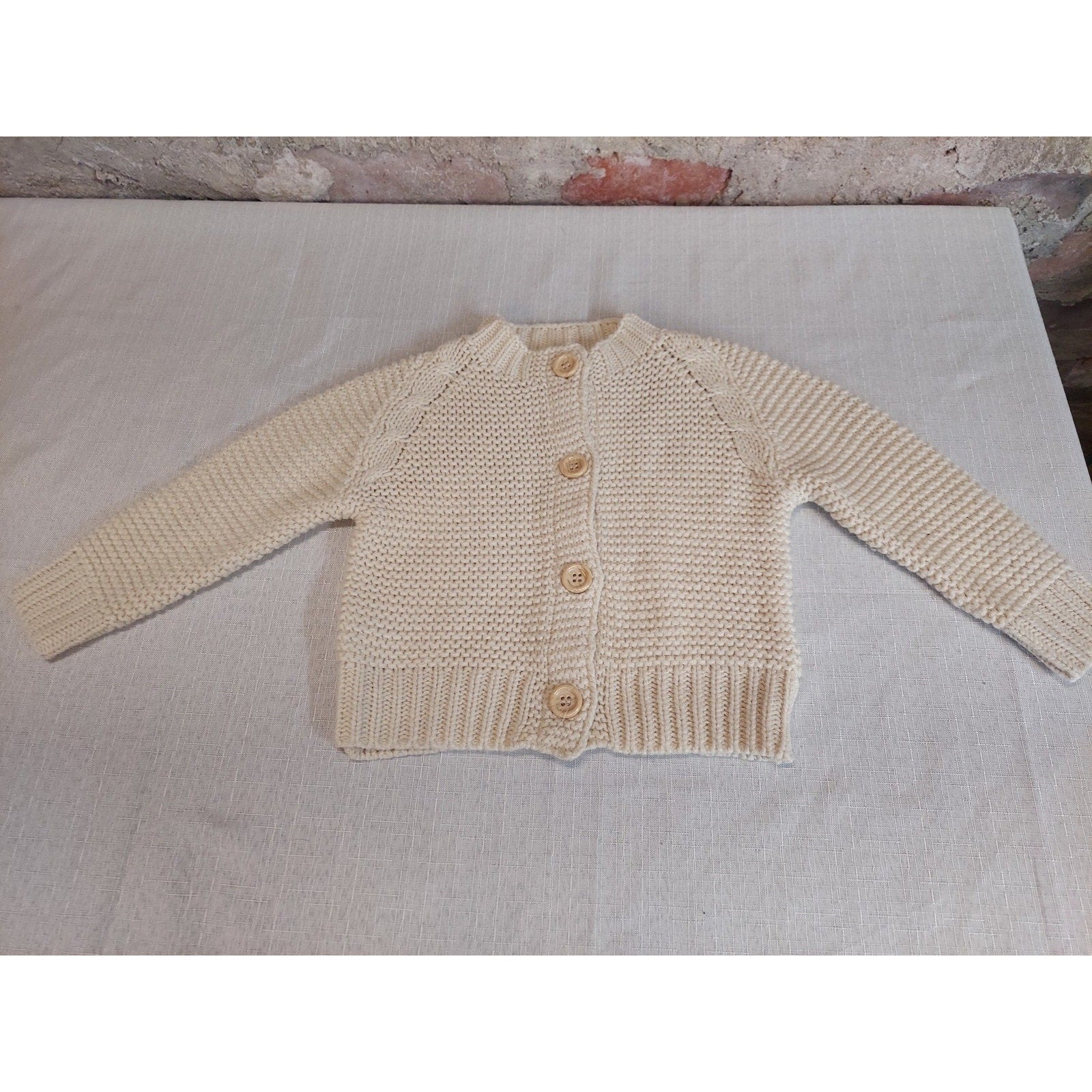 Peyton & Scout Baby Chunky Knit Cardigan Ribbed Pants 2 Piece Outfit Set 3-6M