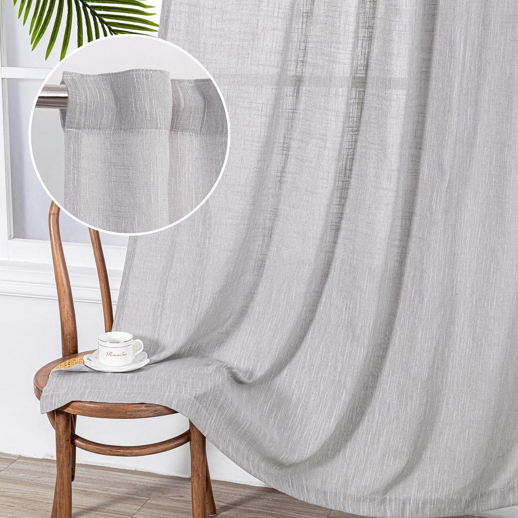 50x84" Gray Faux Linen Rod Pocket Curtain Panel Light Filtering Window Drape