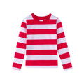 Girls 7/8 Red White Striped Long Sleeve Crewneck Cotton T Shirt Top
