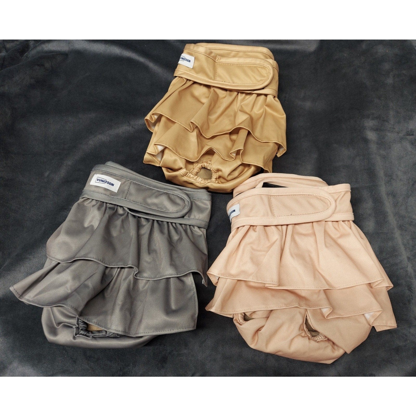 YUNCESSIN Female Dog Diapers Ruffled Skirt Washable Reusable 3 Pack Multicolor