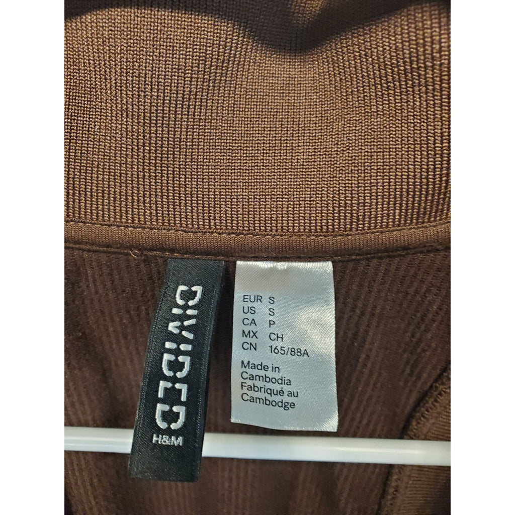 H&M Divided Womens Ribbed Collared Button Up Mini Dress Size S Brown