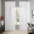 Sheer Curtains White Window 2 Panels Rod Pocket Light Filtering 70x90"