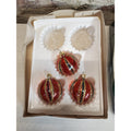 Christmas Ornaments Glass Glitter Striped Red Green Gold Ball Set Vintage