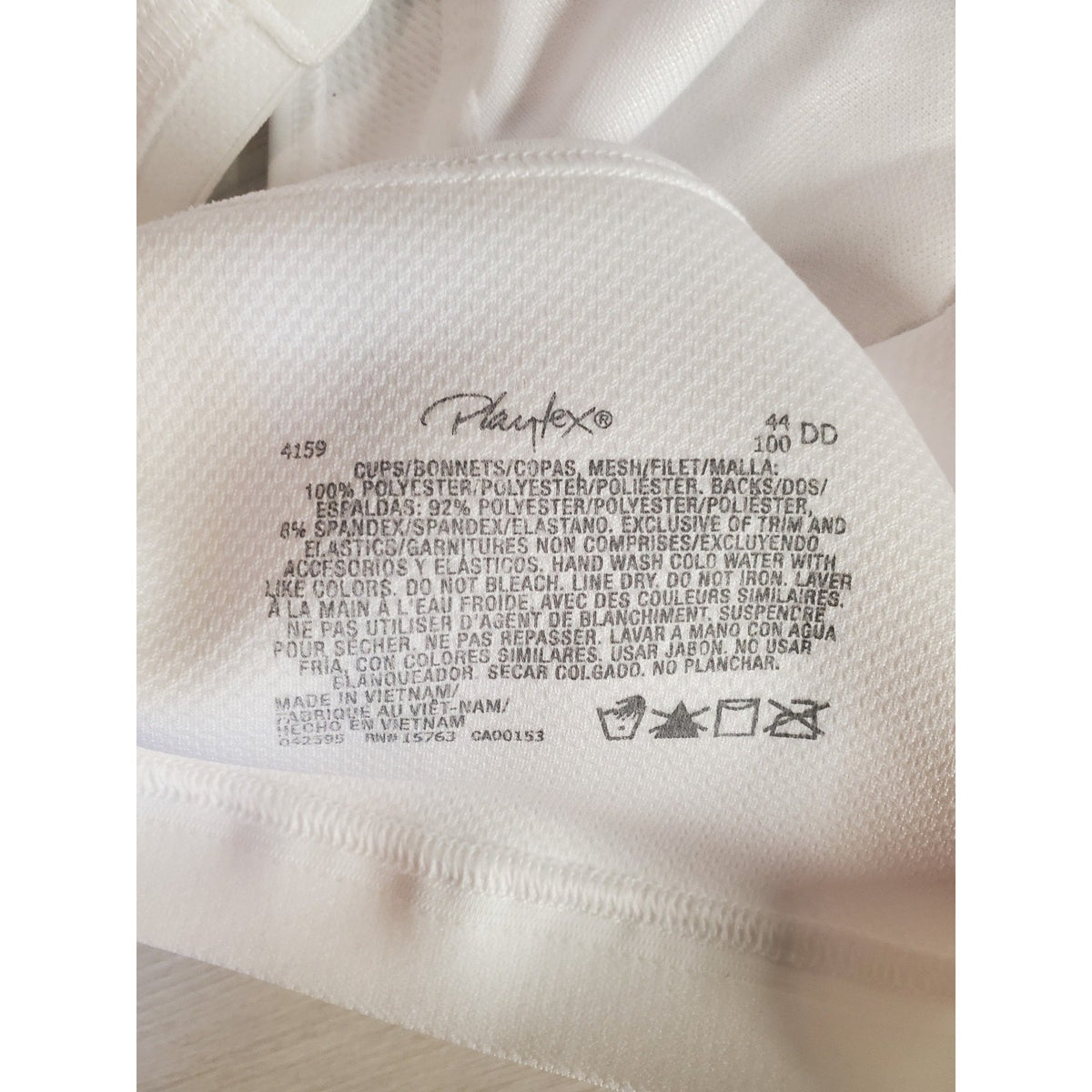 Playtex Womens Bra 44 DD White Comfort Support Polyester Spandex Style 4159