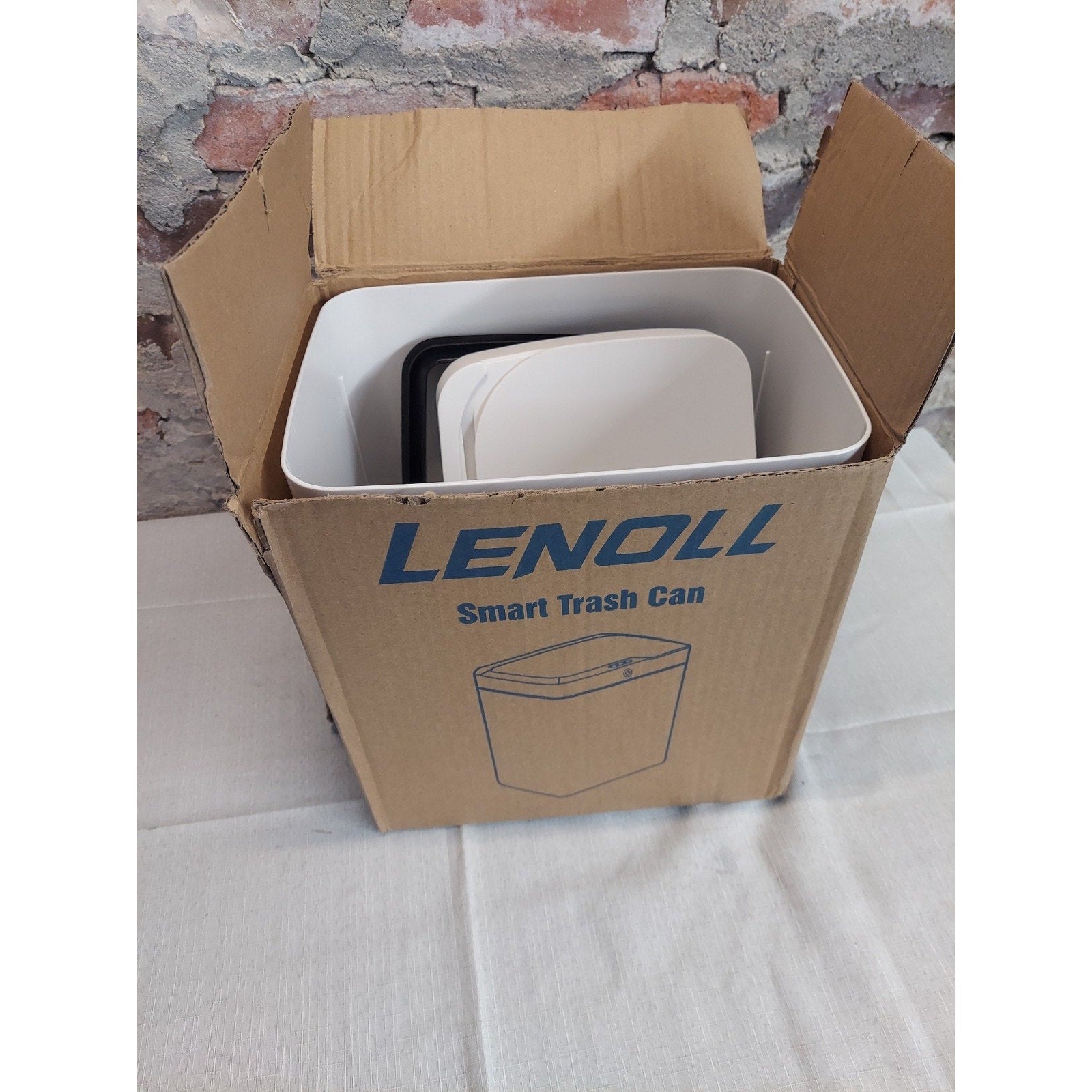 LENOLL Smart Trash Can Automatic Sensor Kitchen Bathroom Waste Bin New White
