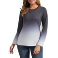 Ficoribety Womens Long Sleeve Shirt Sz S Small Gray Ombre Crewneck Top NWT