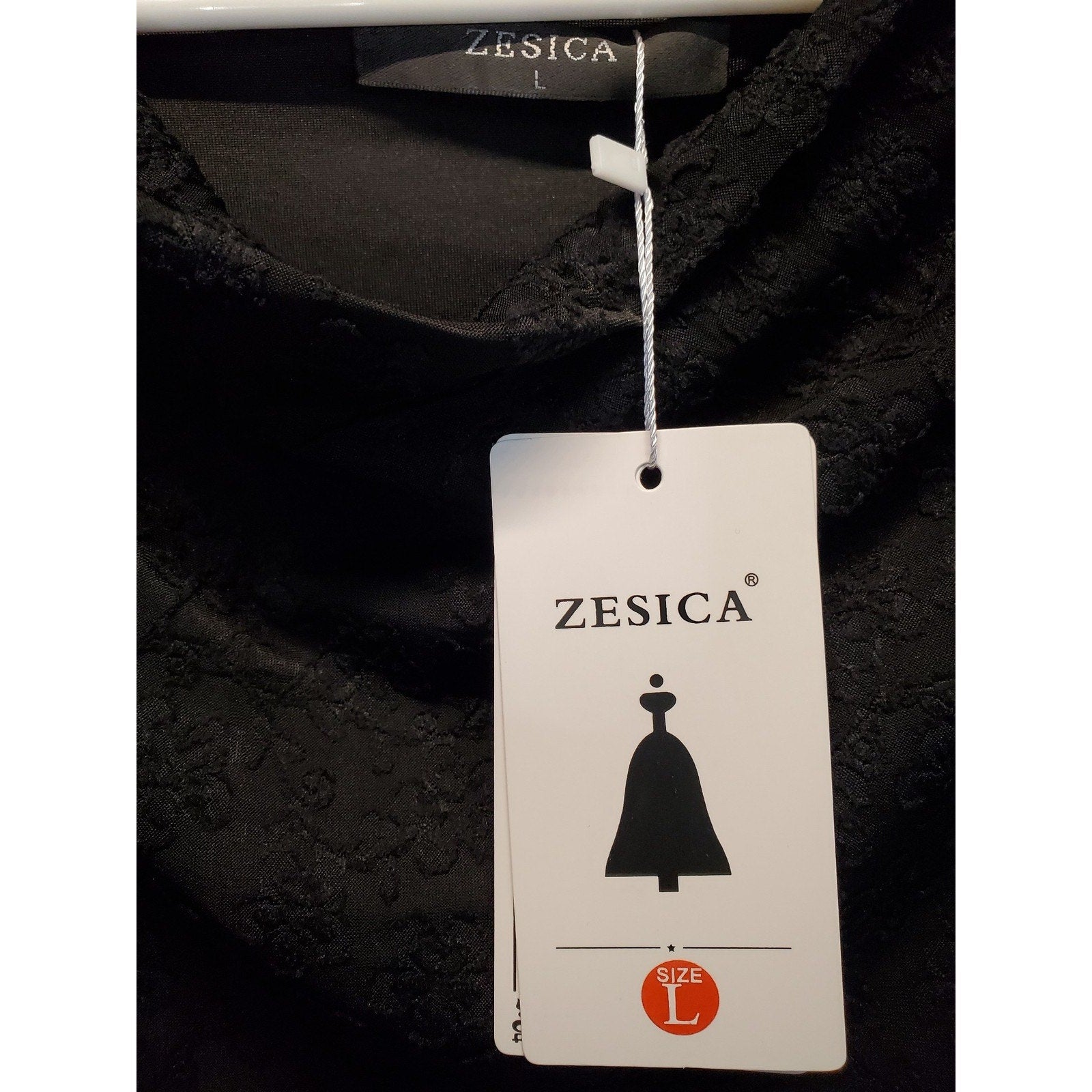 ZESICA Womens Black Long Sleeve Cowl Neck Textured Top L New With Tags