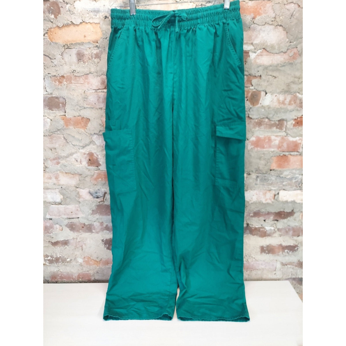 ADAR Unisex Scrub Cargo Pants 2X Tall Teal Green Elastic Drawstring Waist
