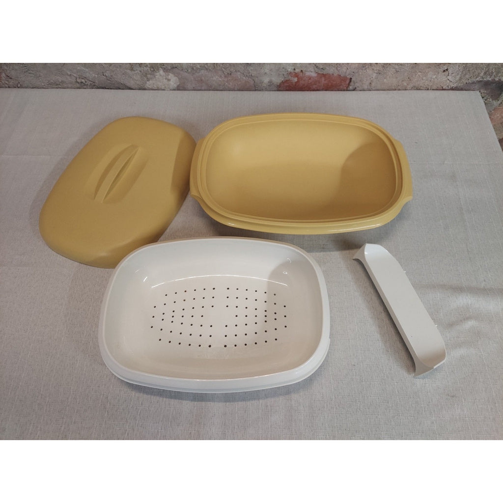 Tupperware Steamer Warmer Set 1273-4 Yellow White Vintage Kitchenware Food