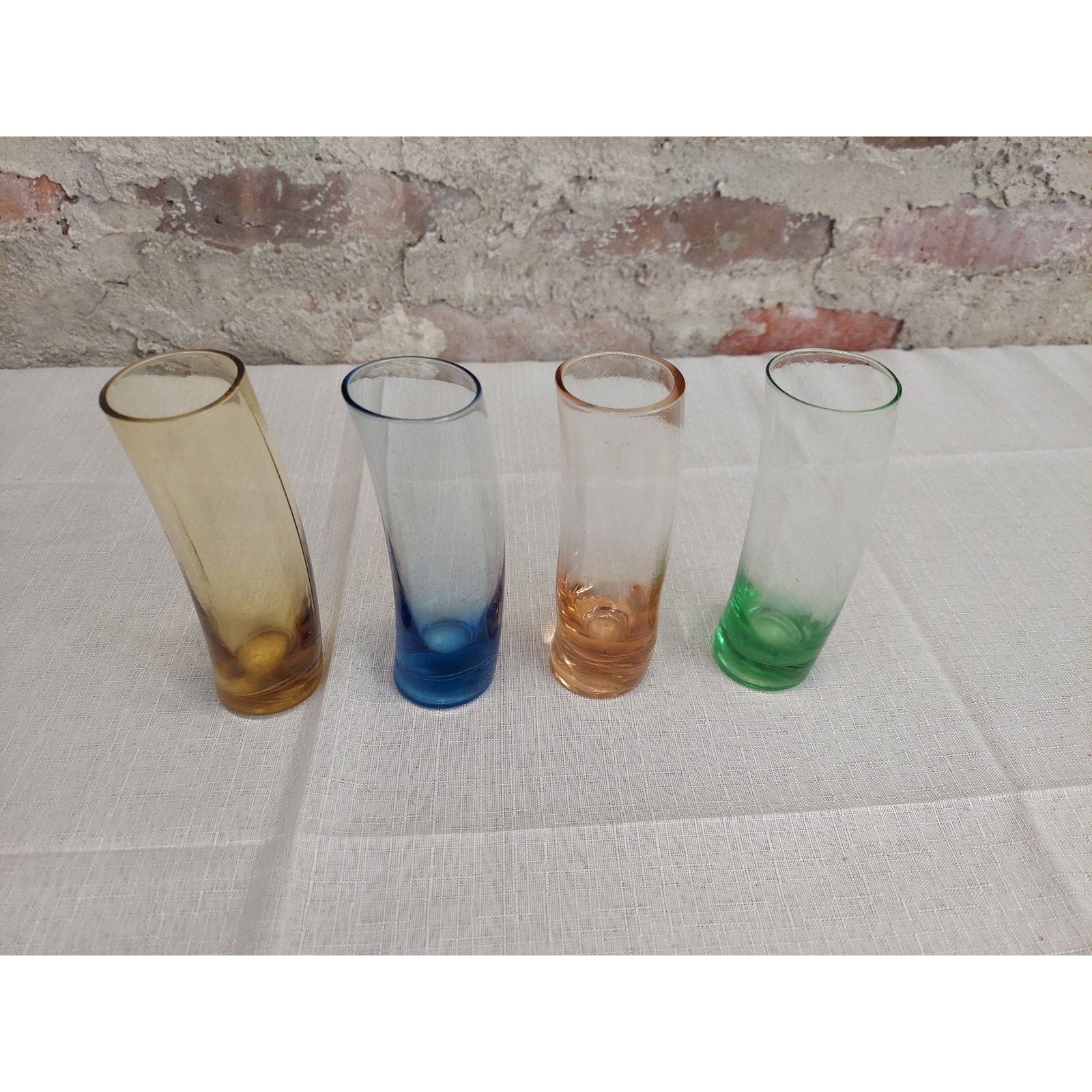 Tilted Shot Glasses Set of 4 Multicolor Leaning Shooter Barware Tumblers 5 Inch