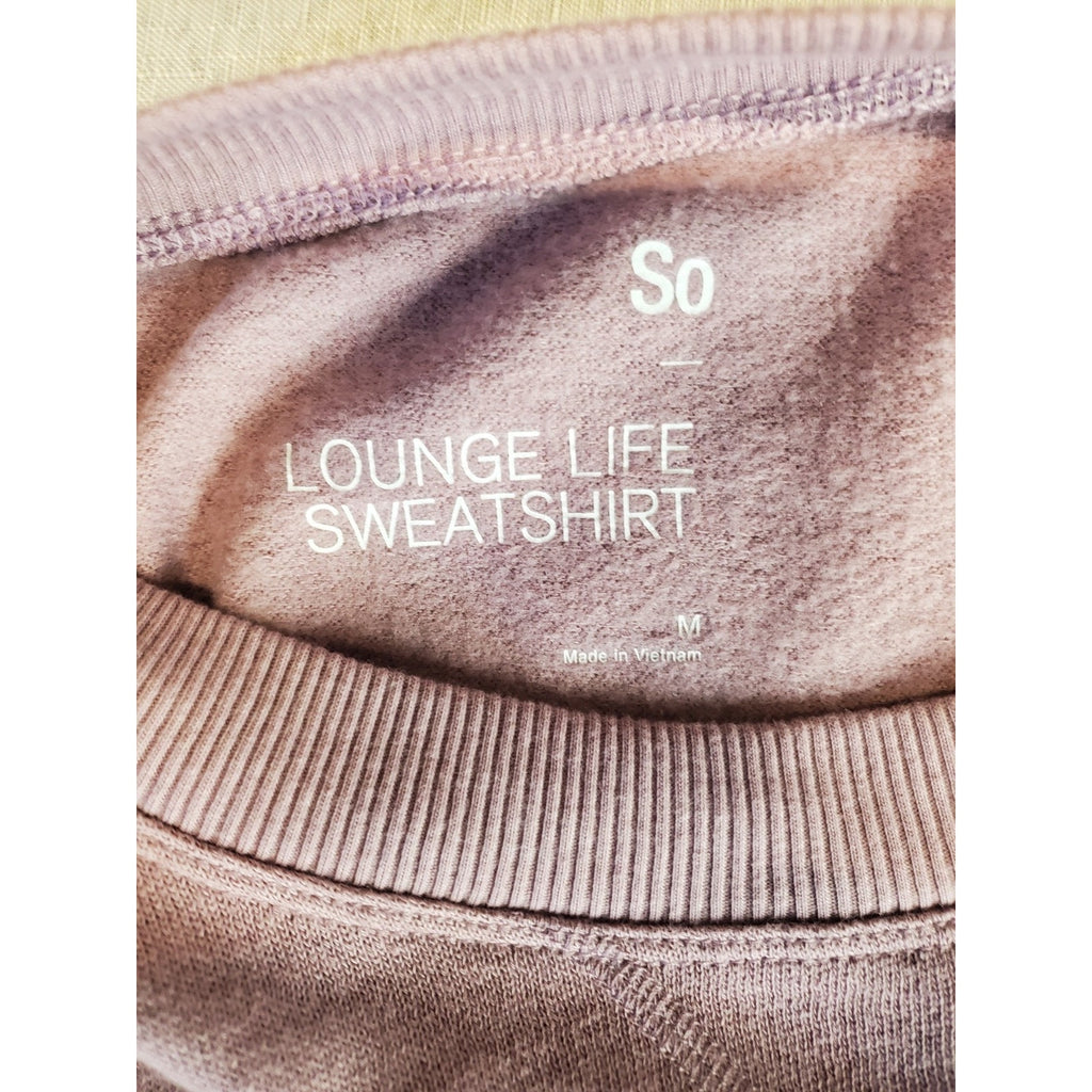 So Womens Sweatshirt M Mauve Lounge Life Crewneck Pullover Relaxed Fit