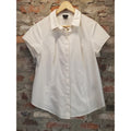 Worthington Womens 0X White Short Sleeve Button Down Collared Shirt Blouse Plus