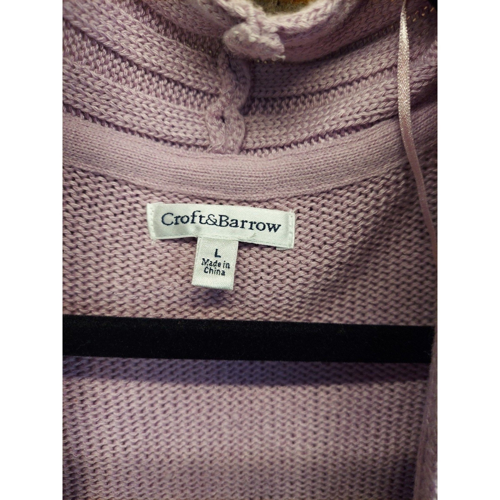 Croft & Barrow Womens Cardigan L Lavender Short Sleeve Open Front Knit Sweater