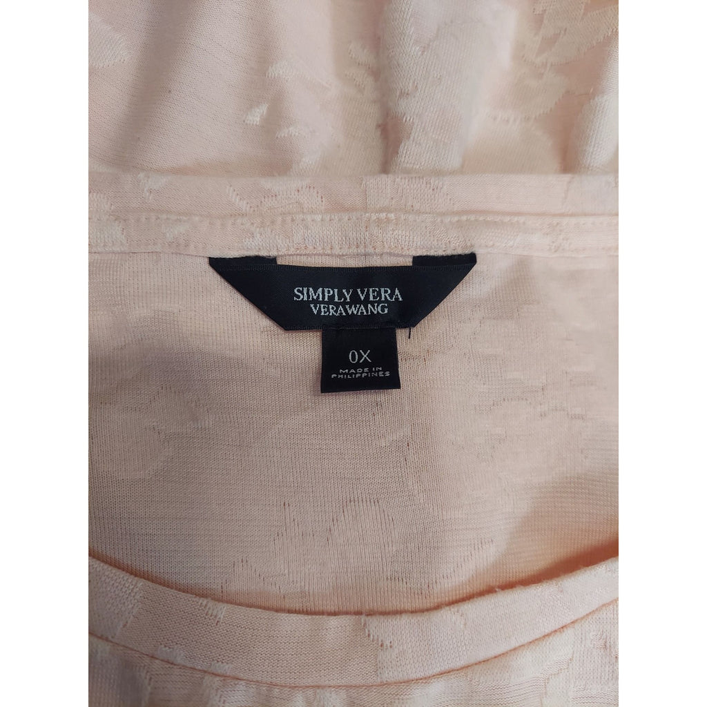 Simply Vera Vera Wang Womens Plus T-Shirt Size 0X Pink Floral Top