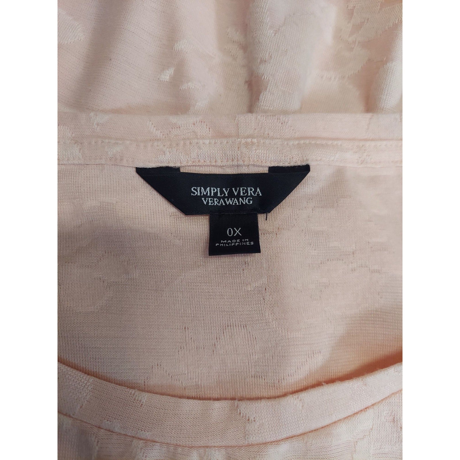 Simply Vera Vera Wang Womens Plus T-Shirt Size 0X Pink Floral Top