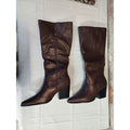 Womens Sz 11 Brown Tall Knee High Boots Pointed Toe Block Heel Side Zip