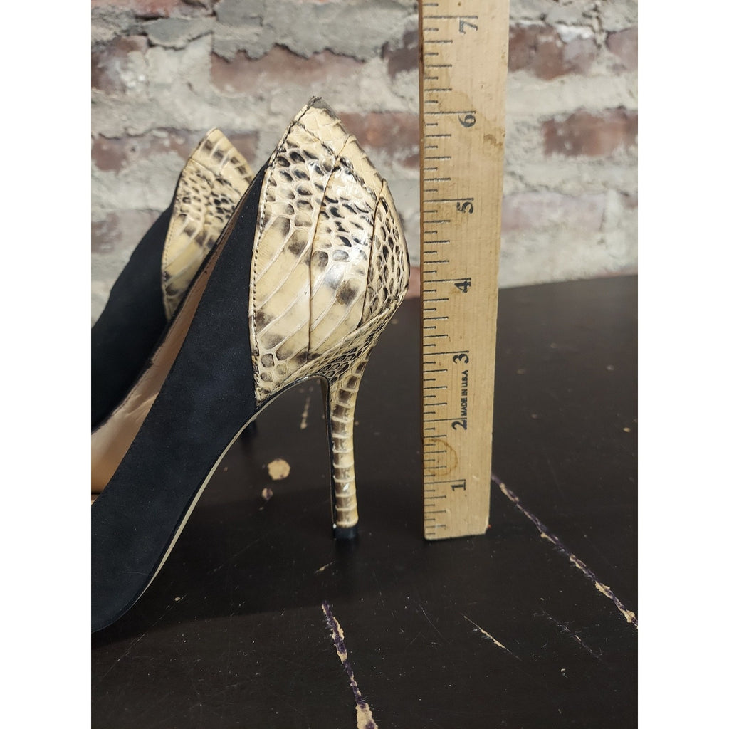 Enzo Angiolini Womens Pumps 8.5M Suede Snakeskin Pointed Toe Stiletto Heels