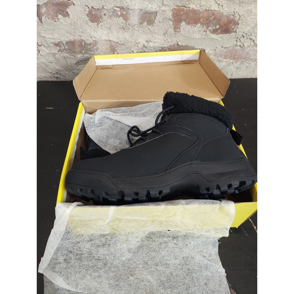 Womens Winter Snow Boots US 7 Black Faux Fur Lined Lace Up Outdoor 7035