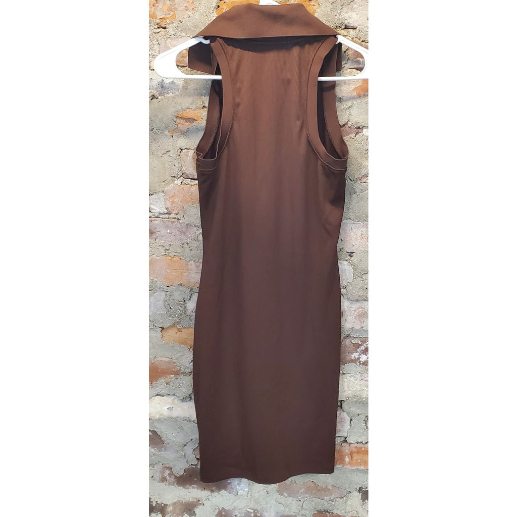 H&M Divided Womens Ribbed Collared Button Up Mini Dress Size S Brown