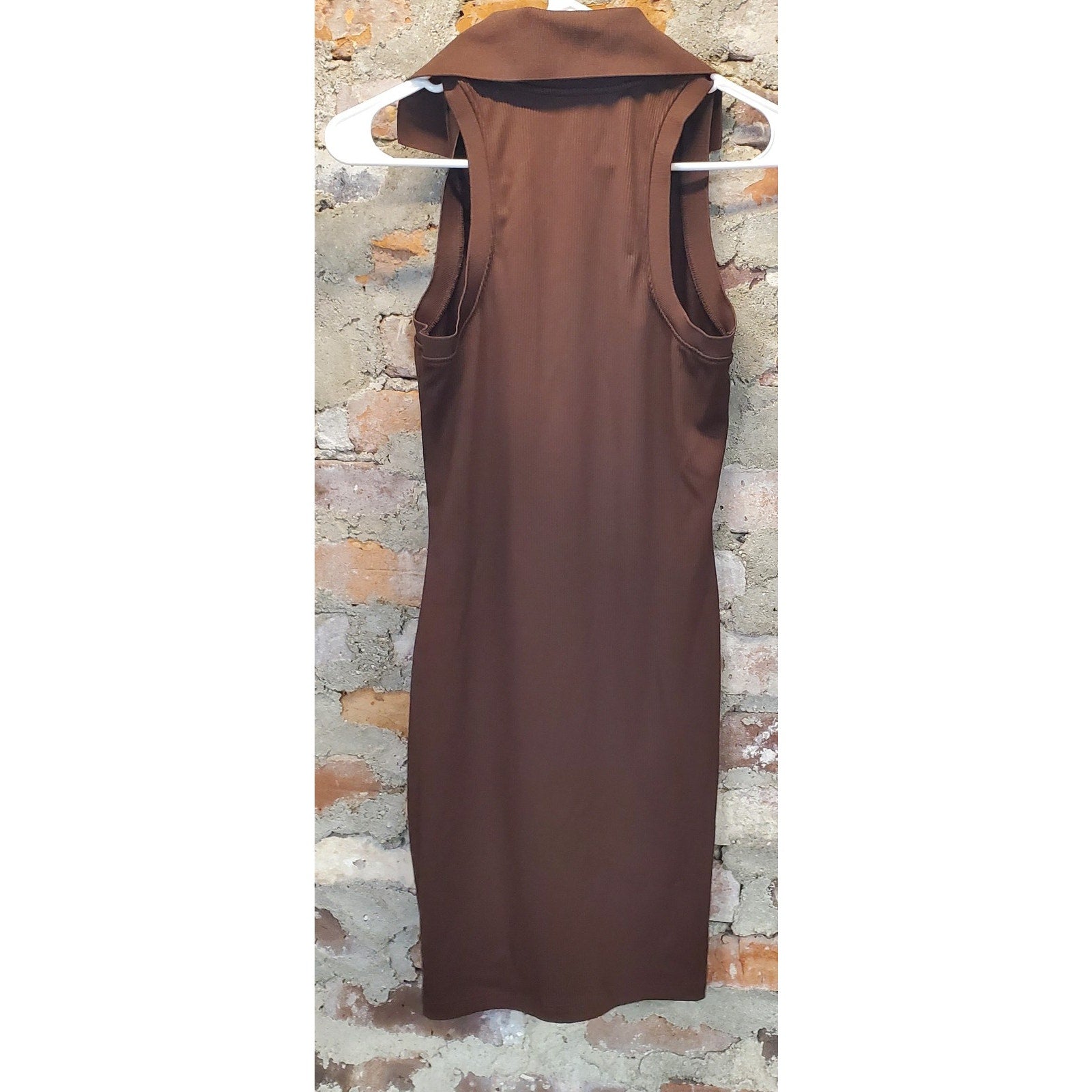 H&M Divided Womens Ribbed Collared Button Up Mini Dress Size S Brown