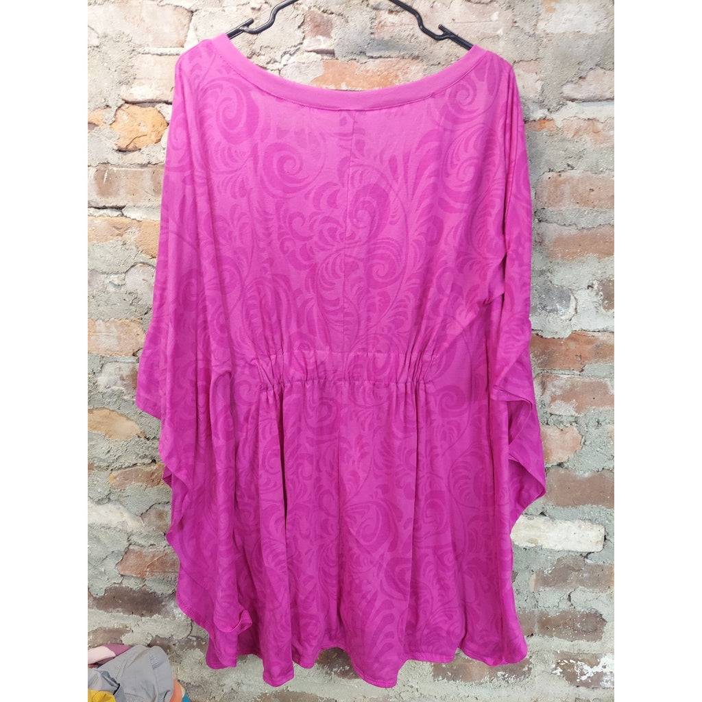 Catalina Cover Up Womens Plus Size 2X 18W 20W Drawstring Pink Patterned