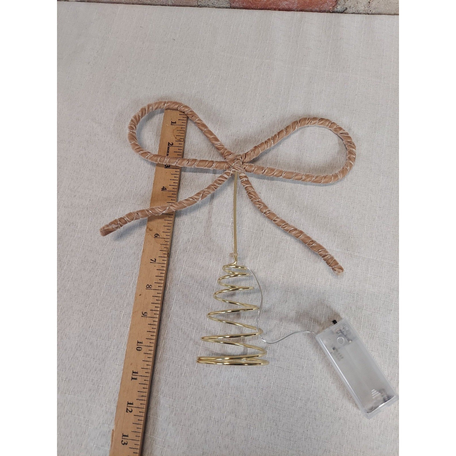 Christmas Tree Topper Bow Velvet Lighted Champagne Gold Holiday Decor 12 Inch