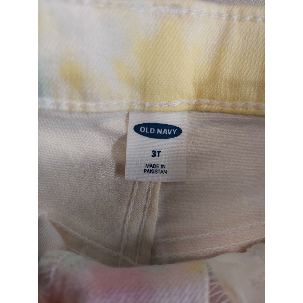 Old Navy Girls Denim Shorts Size 3T Multicolor Tie Dye Cutoff Frayed Hem