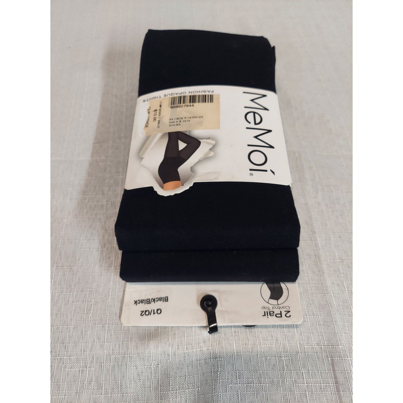 MeMoi Womens Opaque Tights Hosiery Control Top Q1/Q2 Black 2 Pair Plus Size