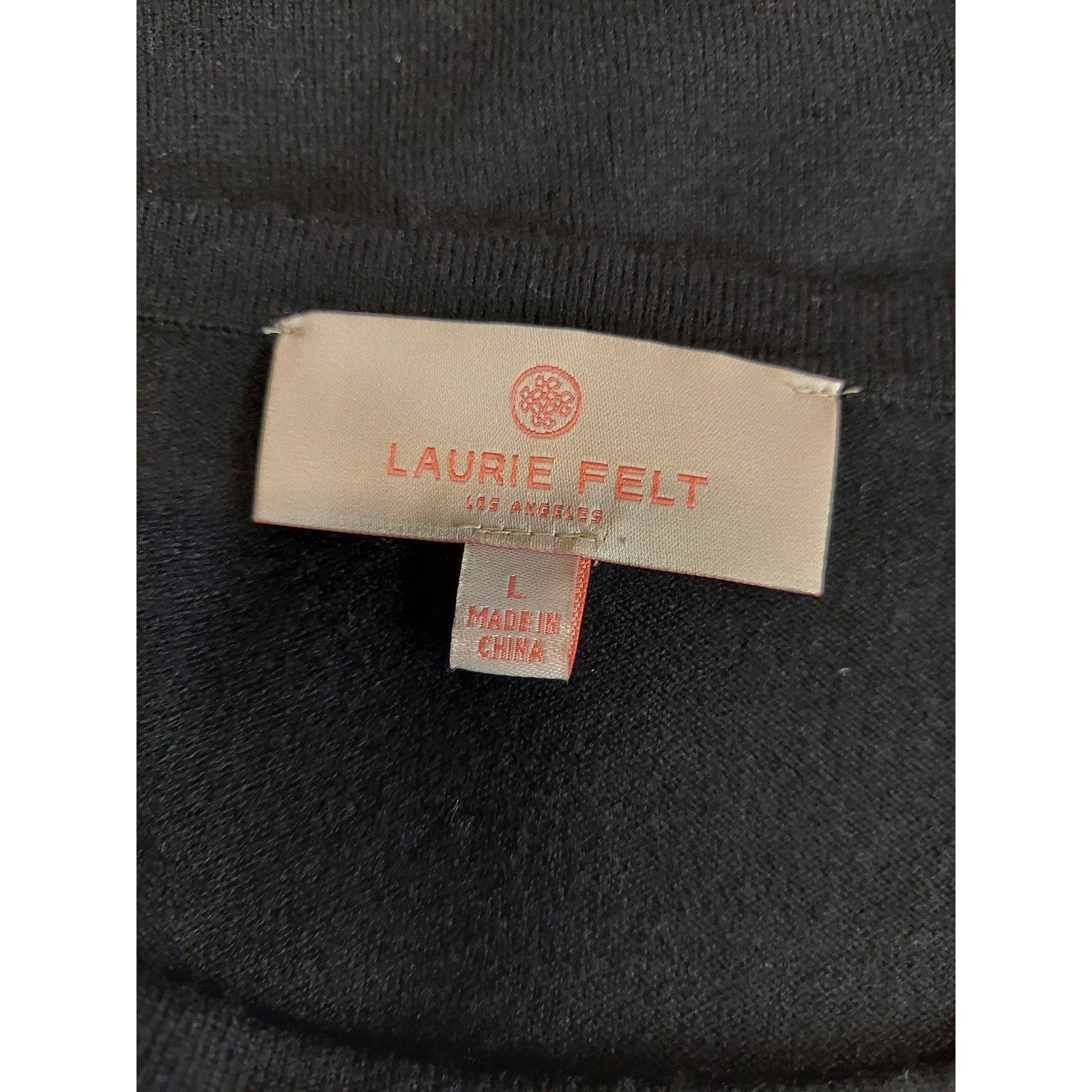 Laurie Felt Womens Black Knit Top L Crew Neck Pullover Short Sleeve