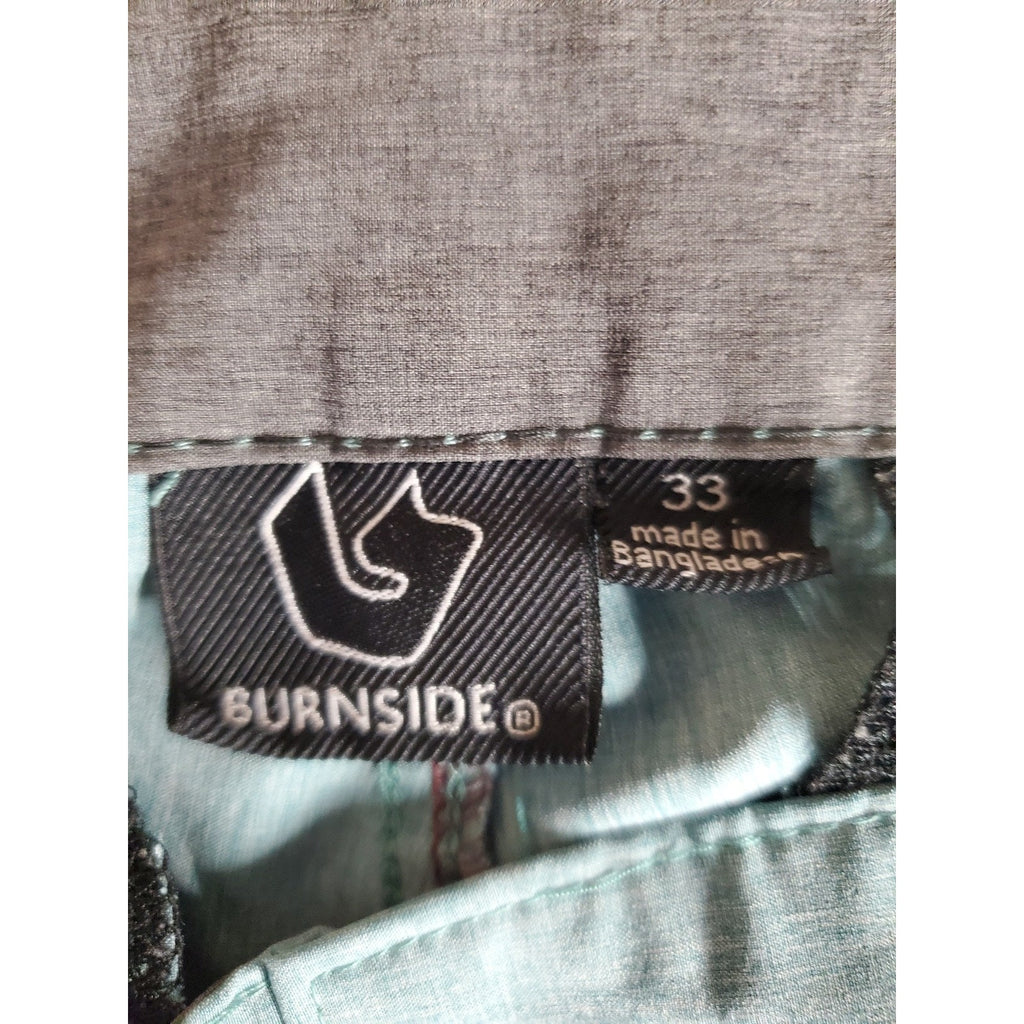 BURNISDE Mens Shorts Size 33 Light Blue Heathered Hybrid Performance Stretch