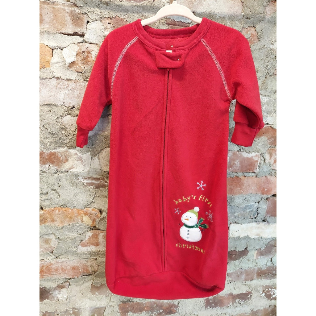 Carter's Baby Sleep Sack 0-9 Months Red First Christmas Snowman Fleece Holiday