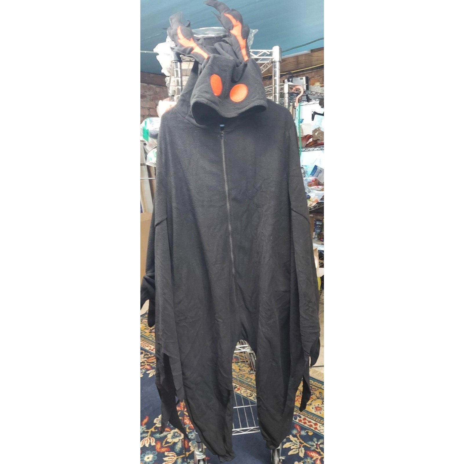 Mothman Unisex Kigurumi Black Fleece Hooded Costume Mens M Halloween Cosplay
