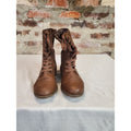 Time And Tru Womens Boots 8.5 Brown Lace Up Side Zip Cap Toe Combat Synthetic