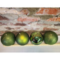 Large Green Christmas Ornaments Holiday Decor Set 4 Glitter Matte Metallic ~7