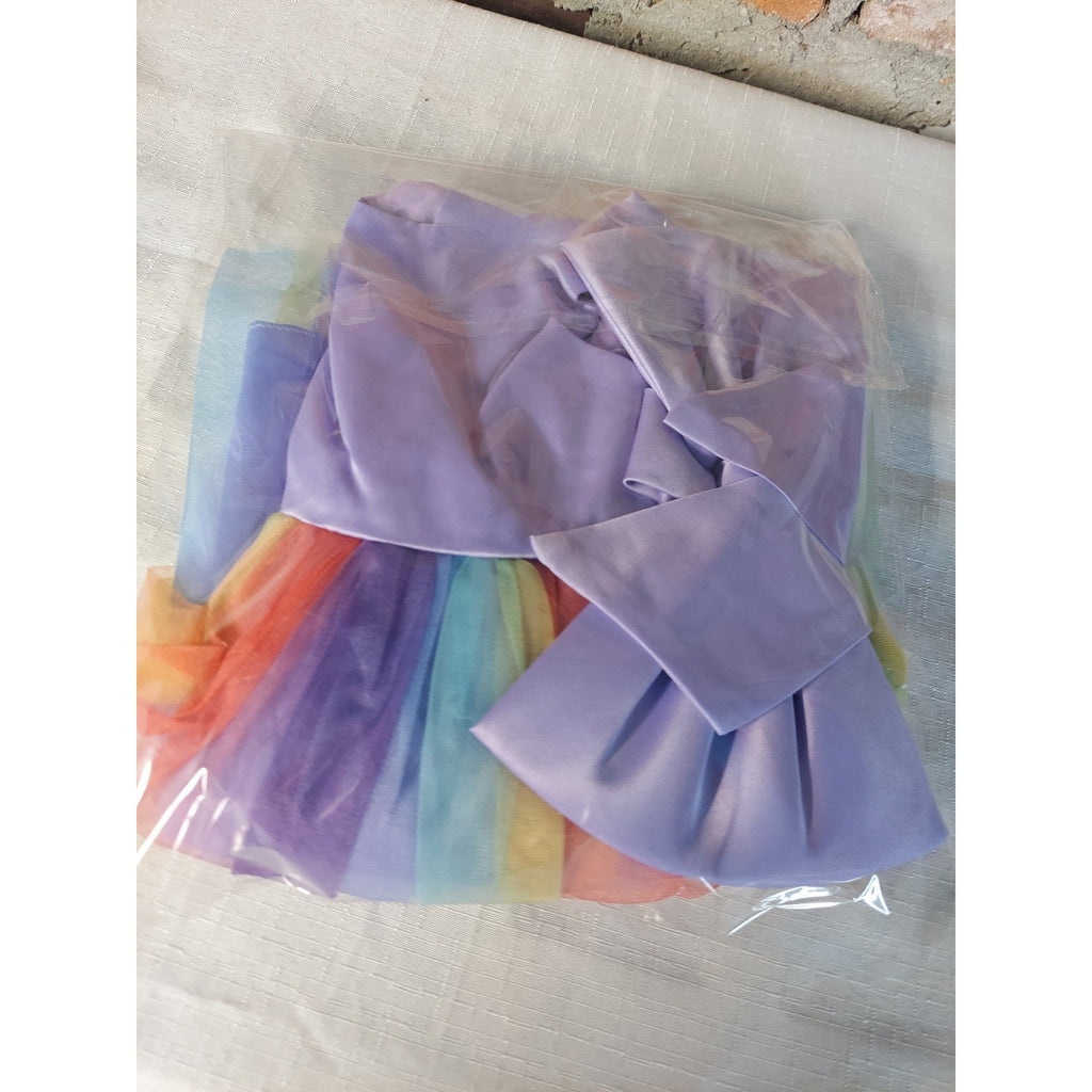 Baby Girl 12 months Purple Rainbow Multicolor Tutu Dress Pearl Tulle Party