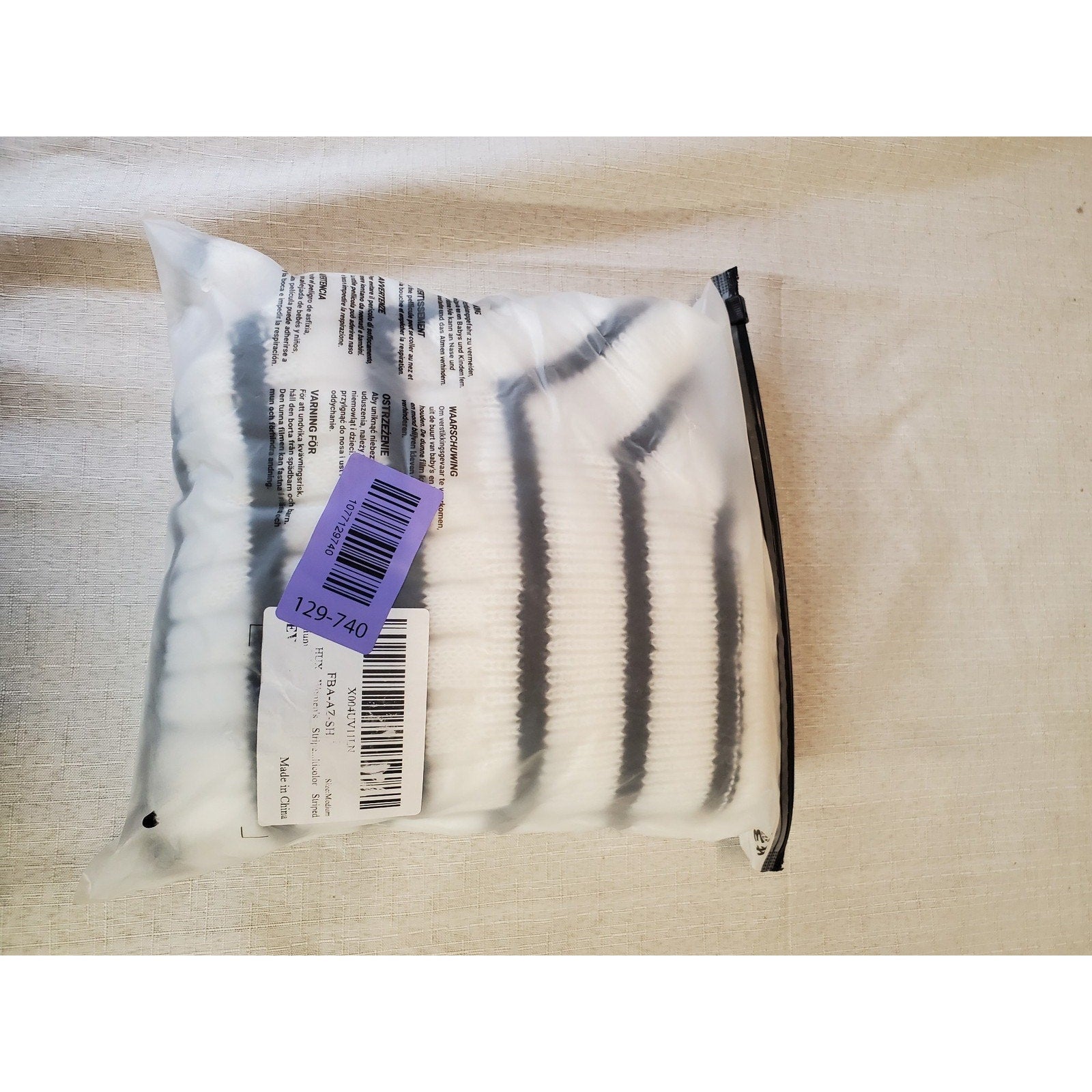 Womens Off Shoulder Cropped Ribbed Knit Sweater Medium White Black Striped Long