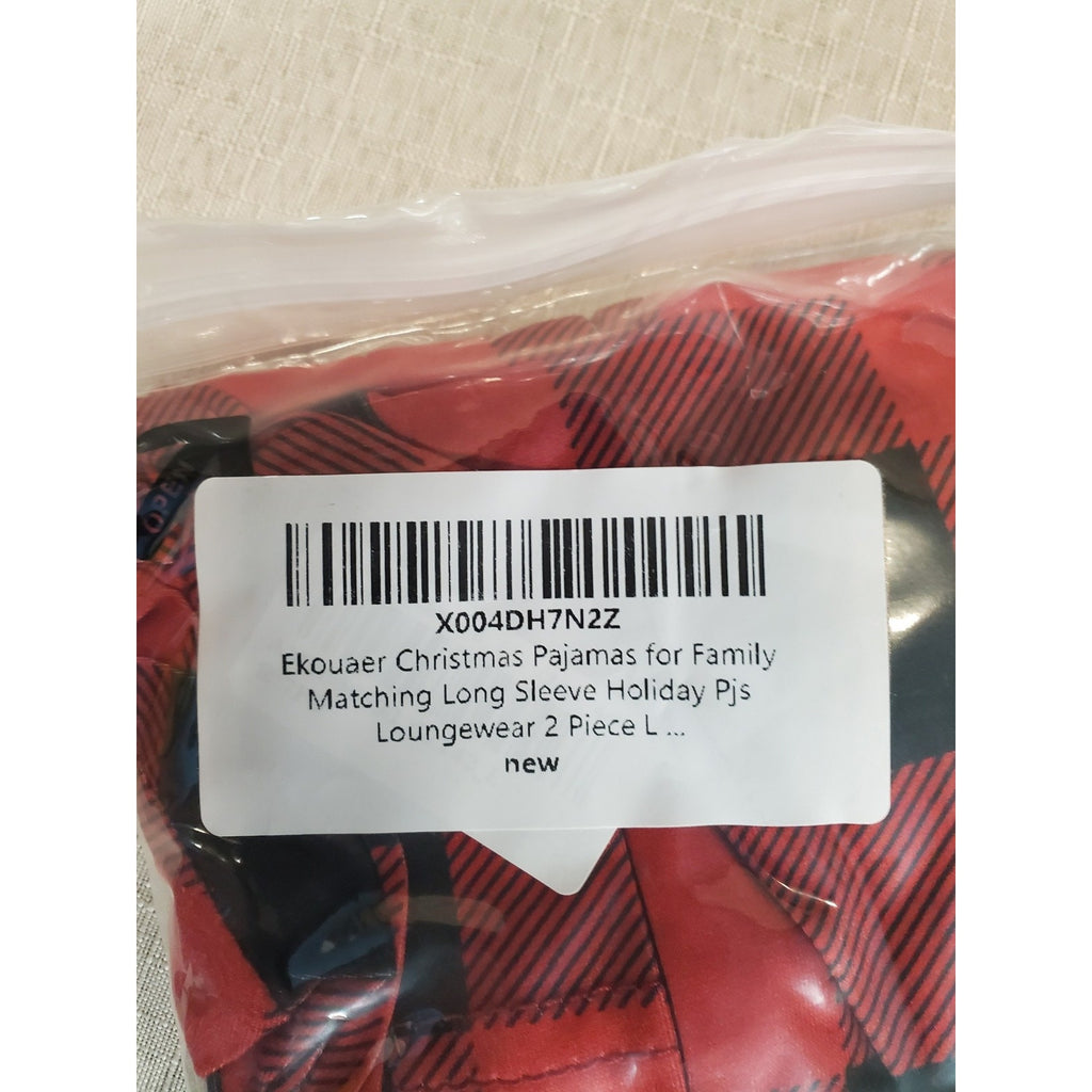 Ekouaer Family Matching Christmas Pajamas 2 Piece Long Sleeve L Red Black Plaid