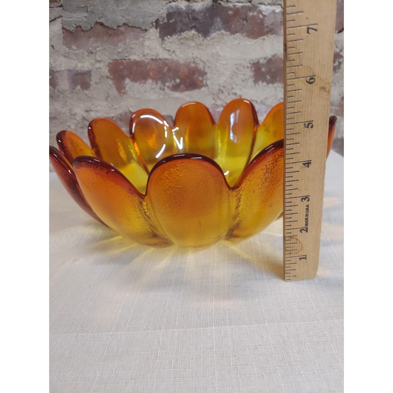 Vintage Indiana Glass Large Amberina Bowl 12 Petal Lotus Flower