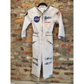 NASA Childrens Astronaut Costume Jumpsuit M White Silver American Flag Polyester