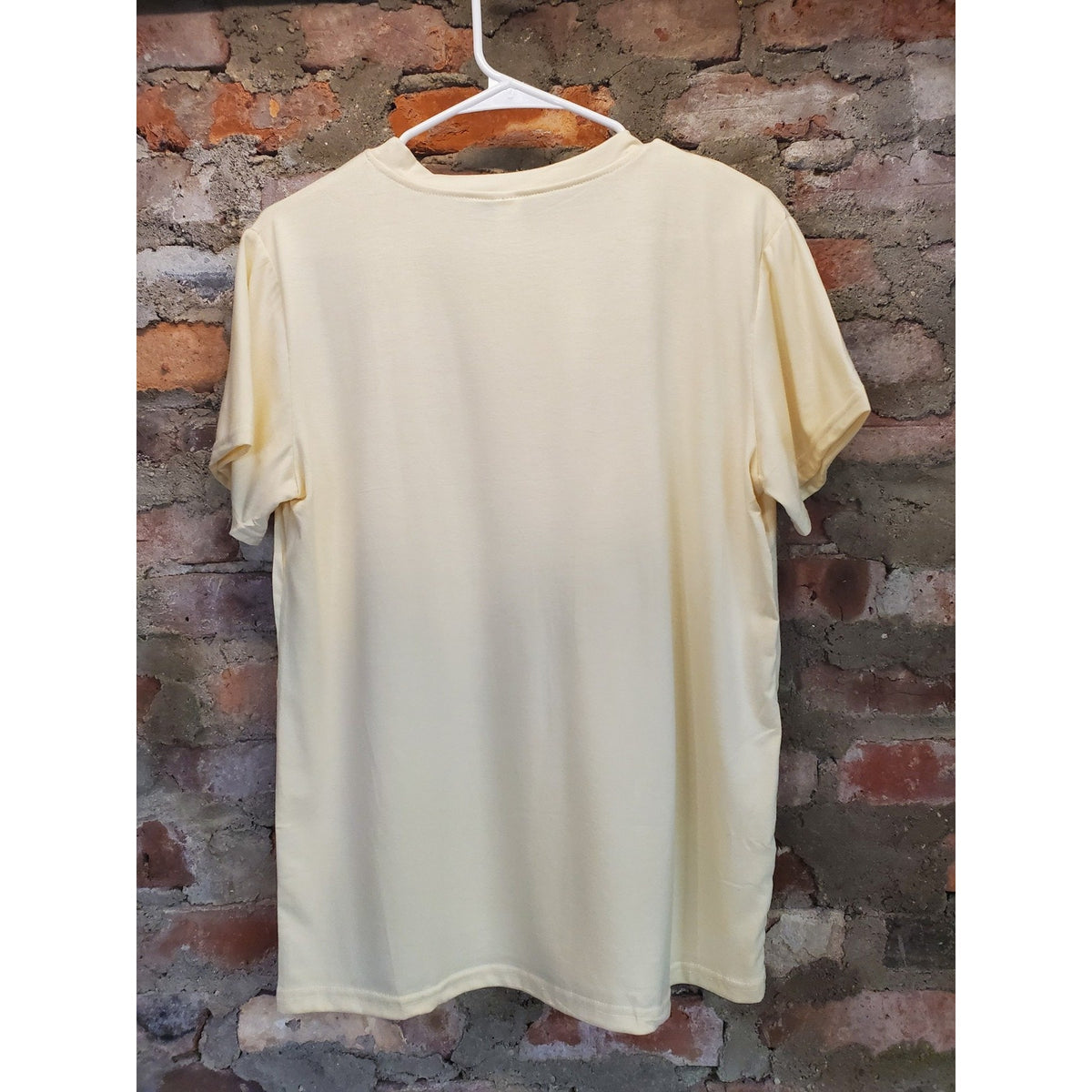 Womens Shirt L Large Pale Yellow Sunflower Graphic Print Short Sleeve Polyester