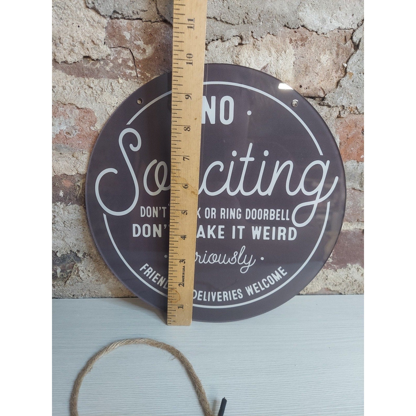 No Soliciting Door Sign Funny Don't Knock Ring Bell Friends Deliveries Welcome