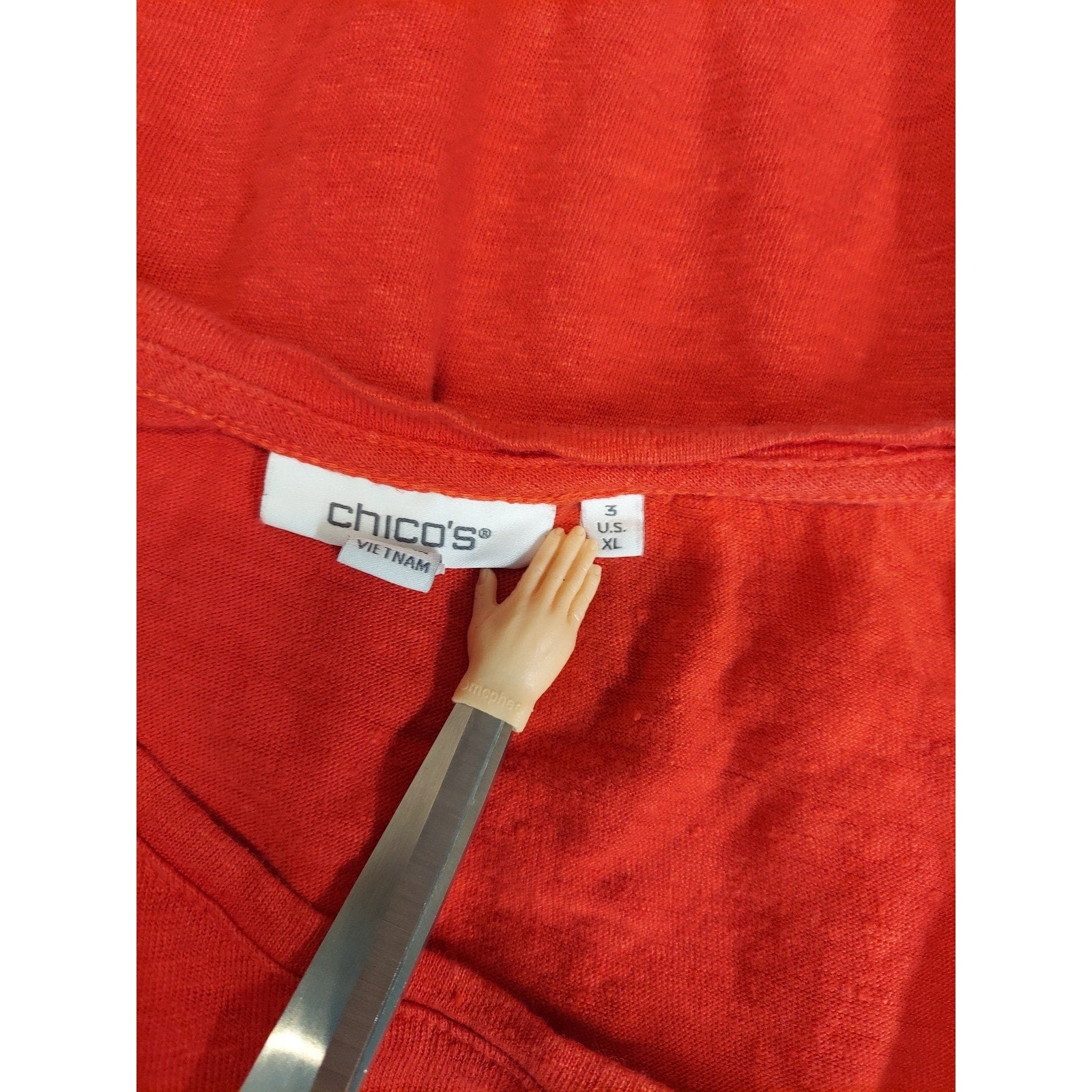 Chico's Womens XL Orange Tie Front Short Sleeve Crewneck T Shirt Top