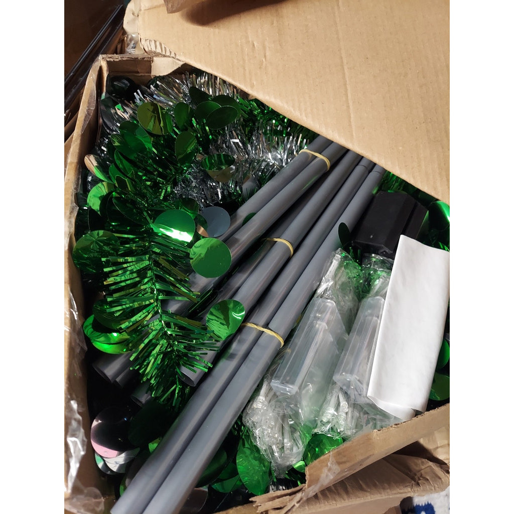 Pop Up Christmas Tree 3 4 5 Foot Tinsel Green Silver Collapsible Holiday Decor