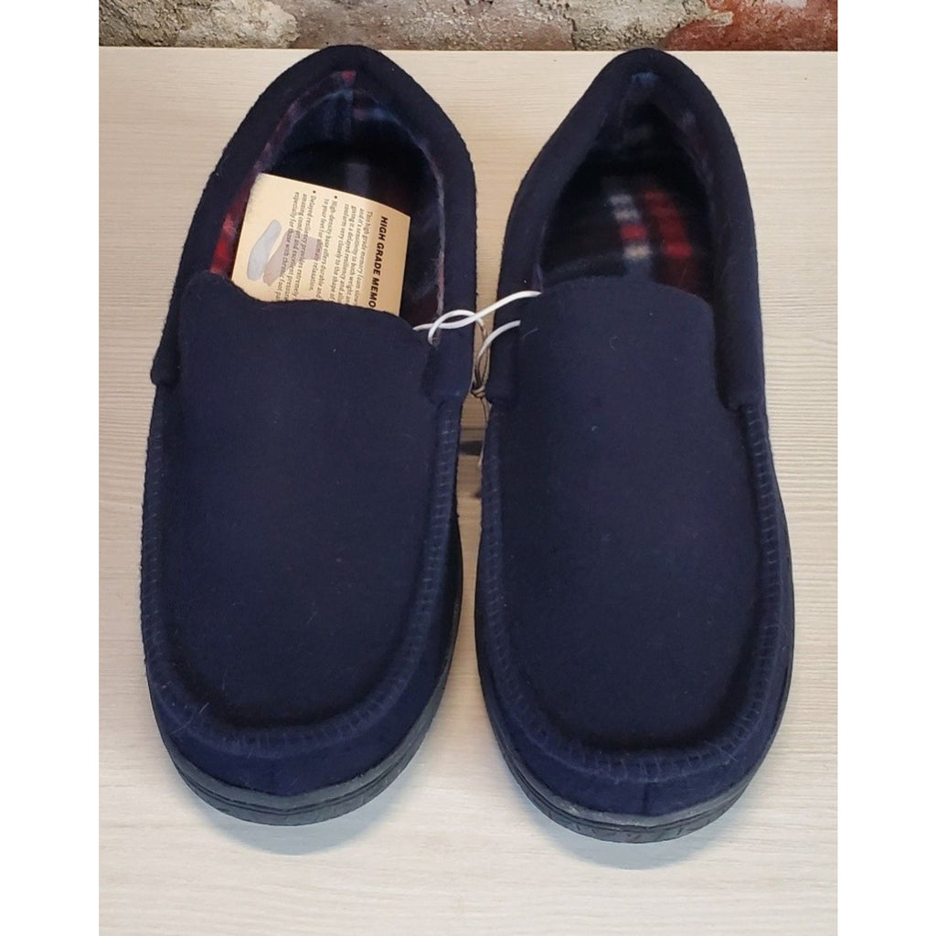 Dearfoams Mens Slippers Moc Toe Moccasin M 8 Navy Blue Memory Foam Slip On